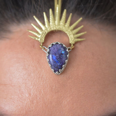 Purple Rainbow Moonstone & Sunburst Goddess Headpiece