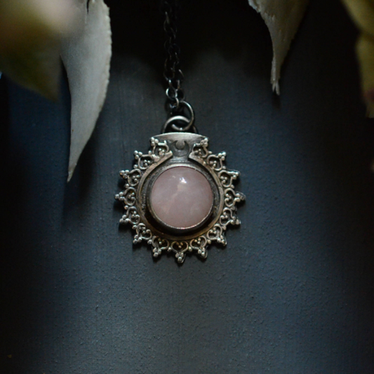 Rose Quartz Sunburst Pendant