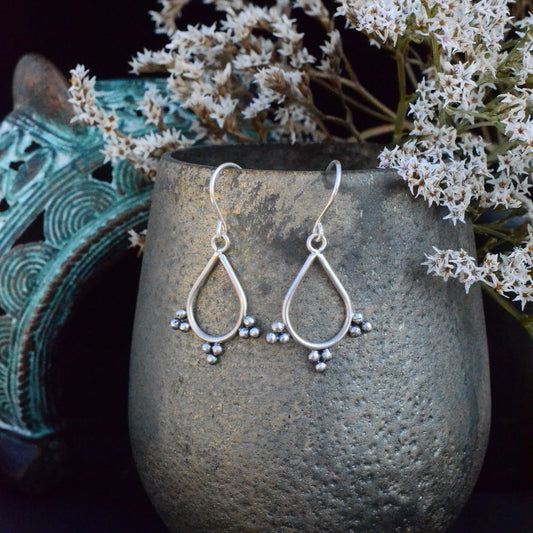 Ornate Silver Teardrop Earrings