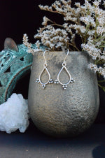 Ornate Silver Teardrop Earrings