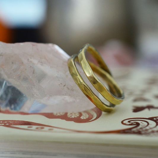 Brass Hammered Crossband Ring