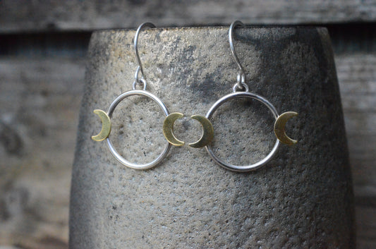 Triple Moon Goddess Earrings
