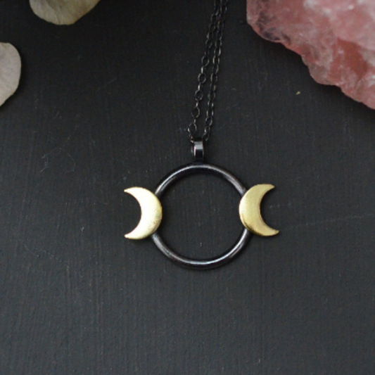 Triple Moon Goddess Necklace